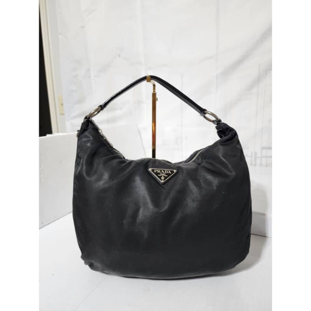 Authentic PRADA Tessuto Nylon Saffiano Sacca Shoulder Bag Black